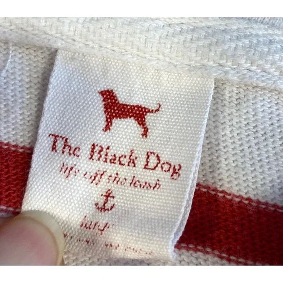The Black Dog Red White Stripe Hoodie Pullover Cotton Nautical Casual Unise - Picture 11 of 12